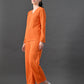 Myshka Women's Vibrant Orange Ribbed Cord Set - Swadesiicart