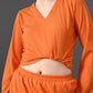 Myshka Women's Vibrant Orange Ribbed Cord Set - Swadesiicart