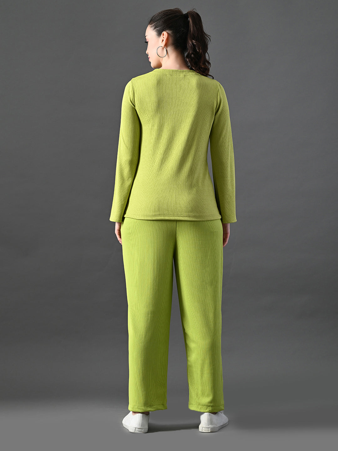 Myshka Women's Green Ribbed Cord Set - Swadesiicart