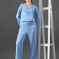 Myshka Women's Blue Ribbed Cord Set - Swadesiicart
