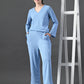 Myshka Women's Blue Ribbed Cord Set - Swadesiicart