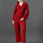 Myshka Women's Red Ribbed Cord Set - Swadesiicart