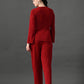 Myshka Women's Red Ribbed Cord Set - Swadesiicart
