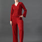 Myshka Women's Red Ribbed Cord Set - Swadesiicart