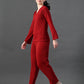 Myshka Women's Red Ribbed Cord Set - Swadesiicart