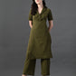Myshka Women's Olive Green Kurta Set - Swadesiicart