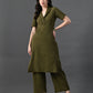 Myshka Women's Olive Green Kurta Set - Swadesiicart