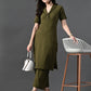 Myshka Women's Olive Green Kurta Set - Swadesiicart