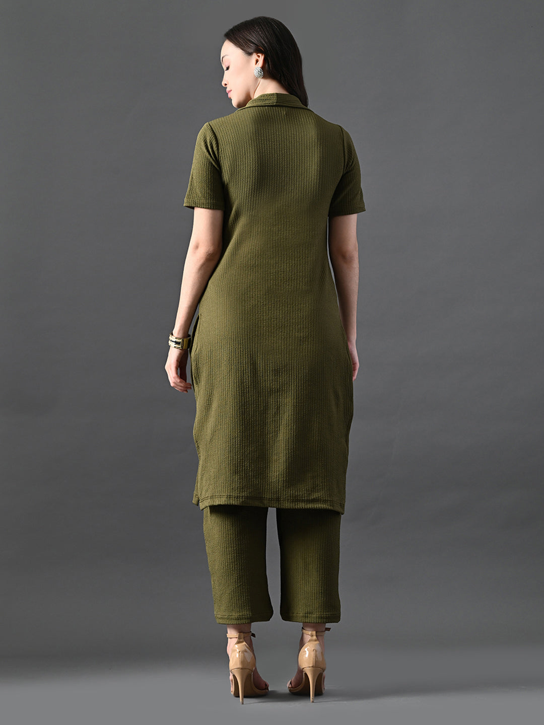 Myshka Women's Olive Green Kurta Set - Swadesiicart