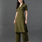 Myshka Women's Olive Green Kurta Set - Swadesiicart