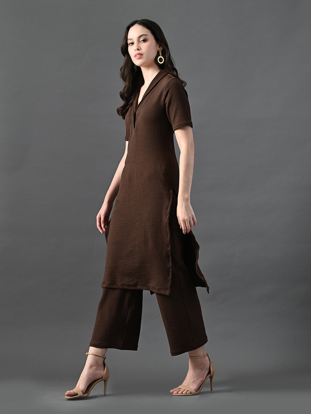 Myshka Women's Coffe Brown Kurta Set - Swadesiicart
