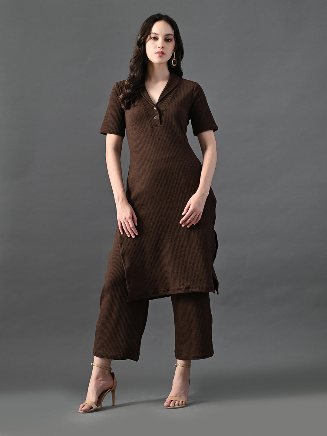 Myshka Women's Coffe Brown Kurta Set - Swadesiicart