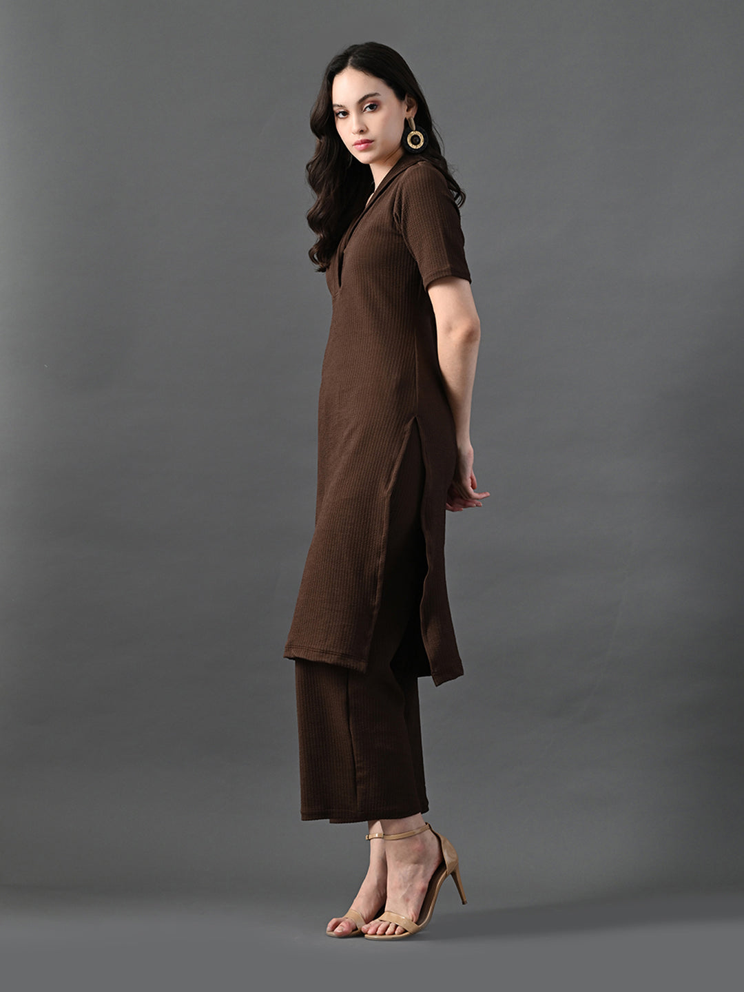 Myshka Women's Coffe Brown Kurta Set - Swadesiicart