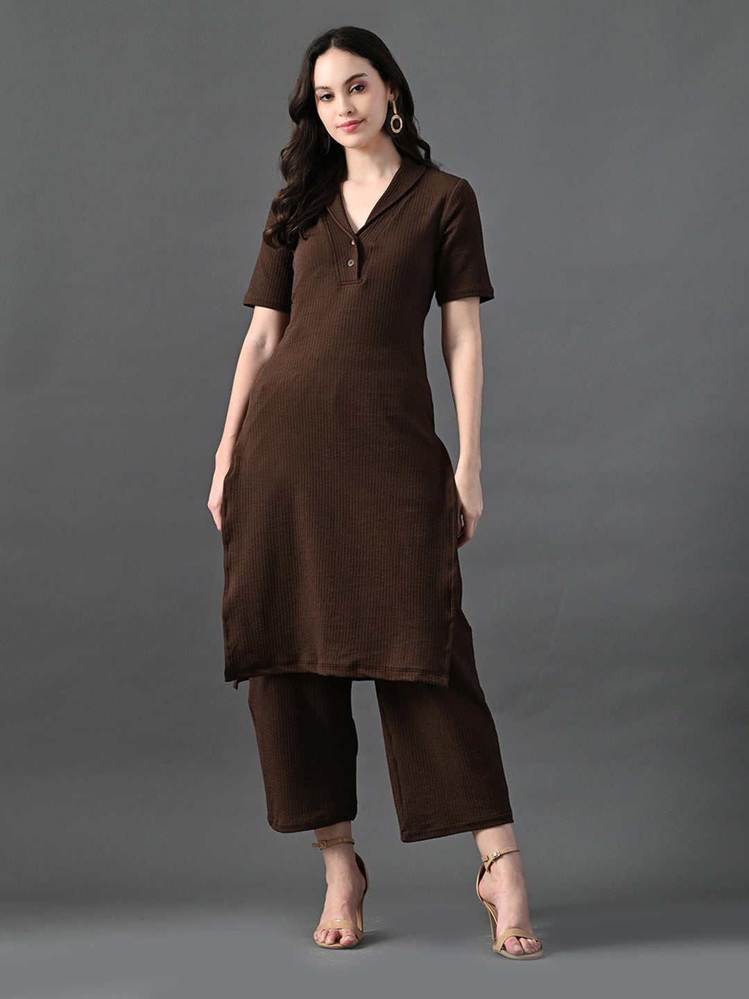 Myshka Women's Coffe Brown Kurta Set - Swadesiicart