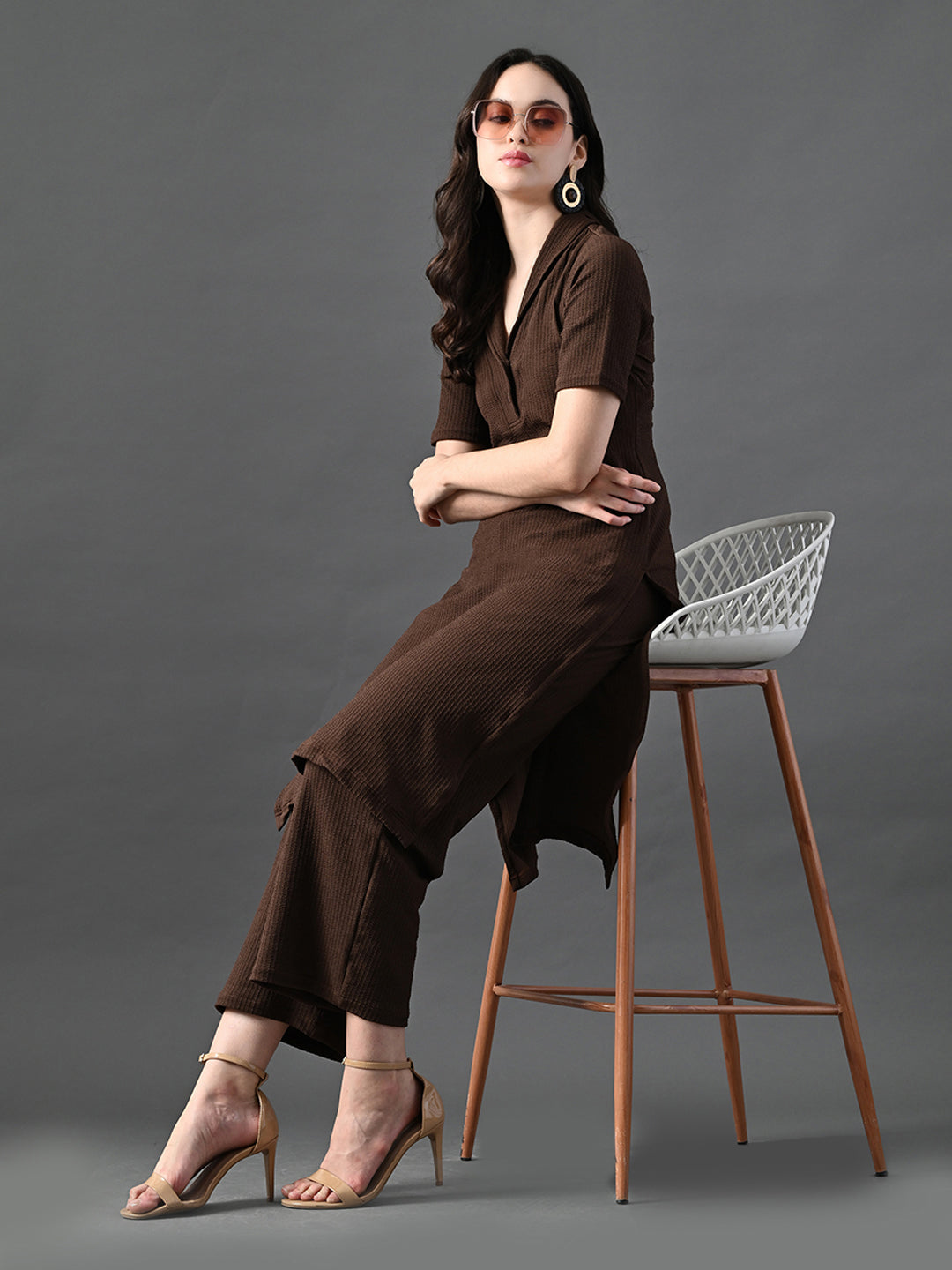 Myshka Women's Coffe Brown Kurta Set - Swadesiicart