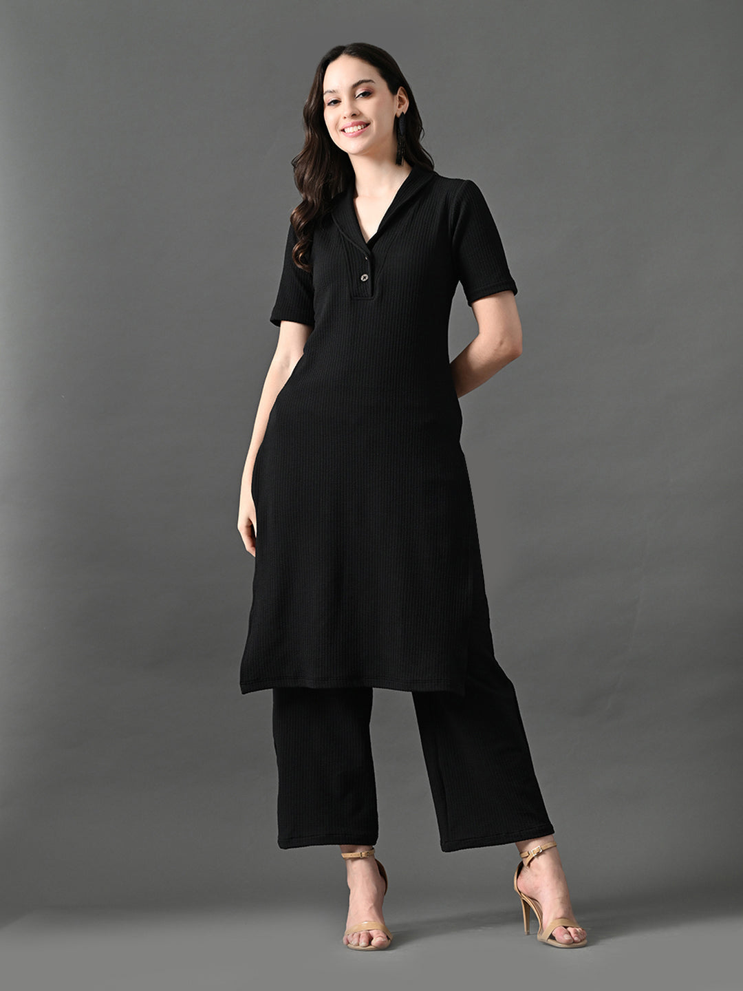 Myshka Women's Black Kurta Set - Swadesiicart