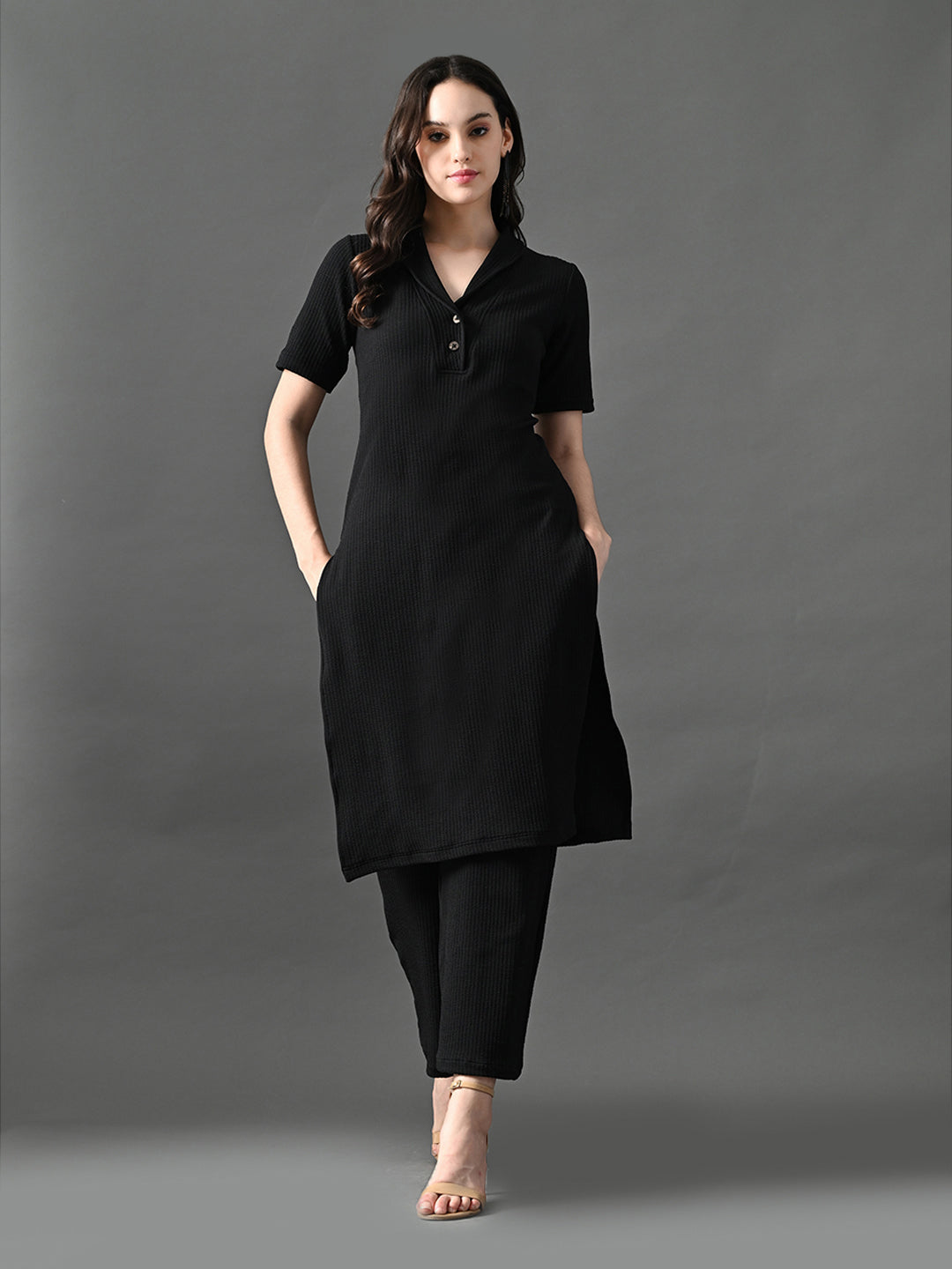 Myshka Women's Black Kurta Set - Swadesiicart