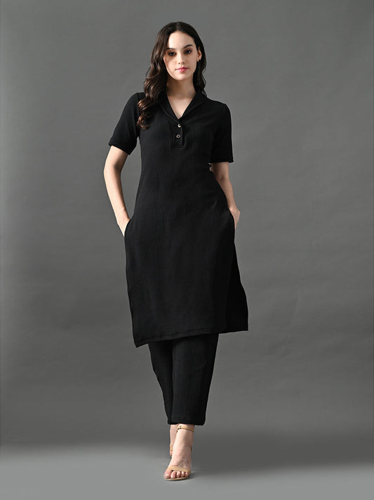 Myshka Women's Black Kurta Set - Swadesiicart
