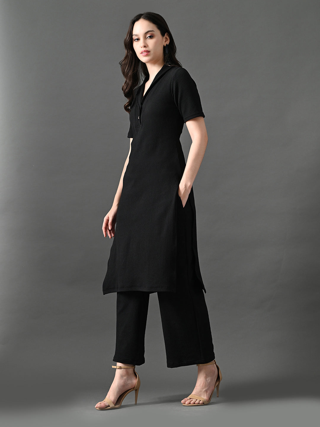 Myshka Women's Black Kurta Set - Swadesiicart