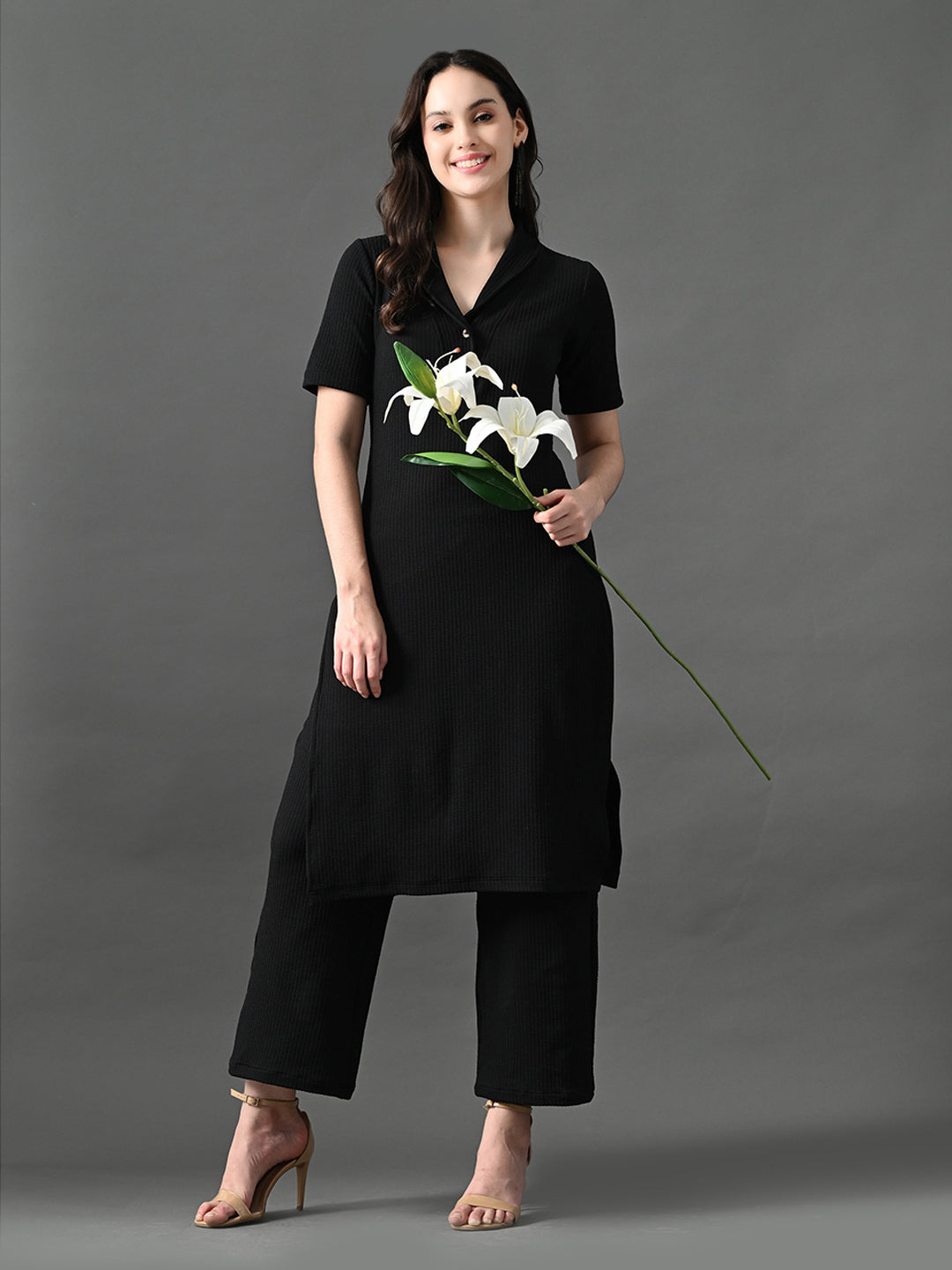Myshka Women's Black Kurta Set - Swadesiicart