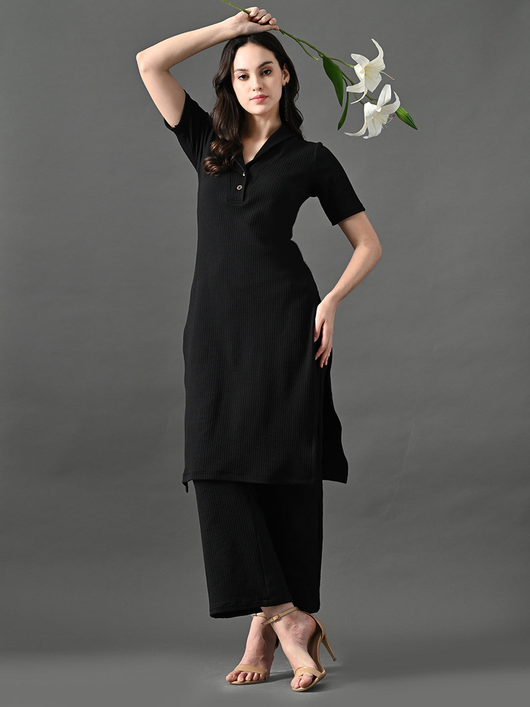 Myshka Women's Black Kurta Set - Swadesiicart