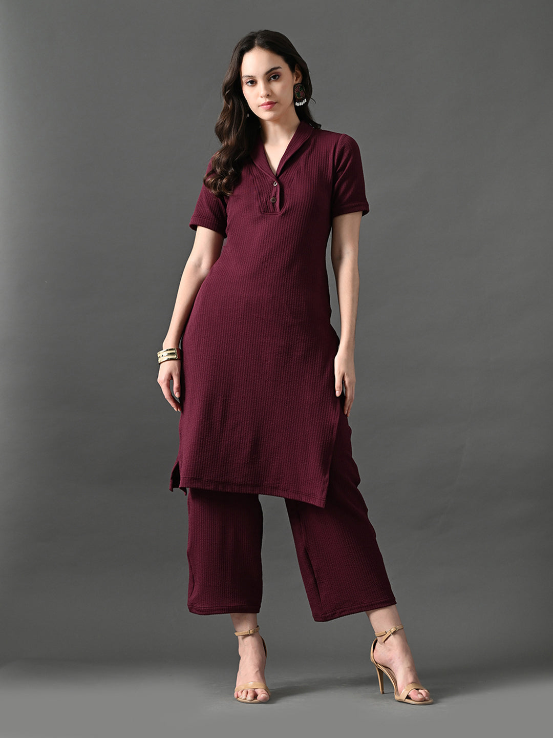 Myshka Women's Magenta Green Kurta Set - Swadesiicart