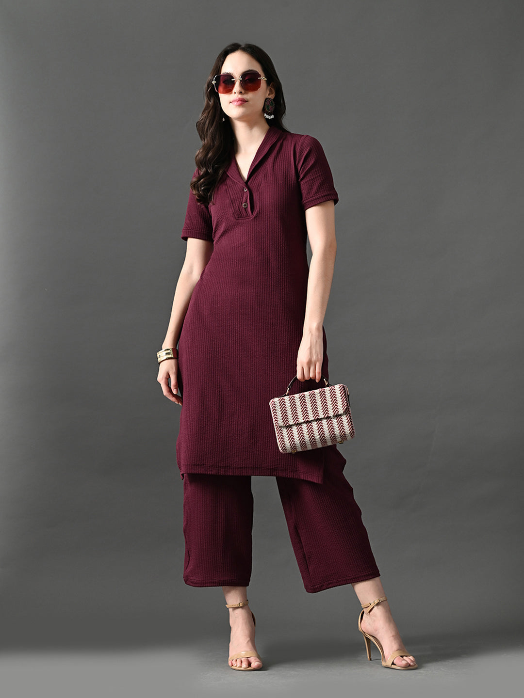 Myshka Women's Magenta Green Kurta Set - Swadesiicart