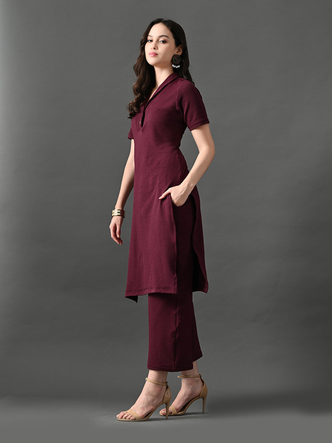 Myshka Women's Magenta Green Kurta Set - Swadesiicart