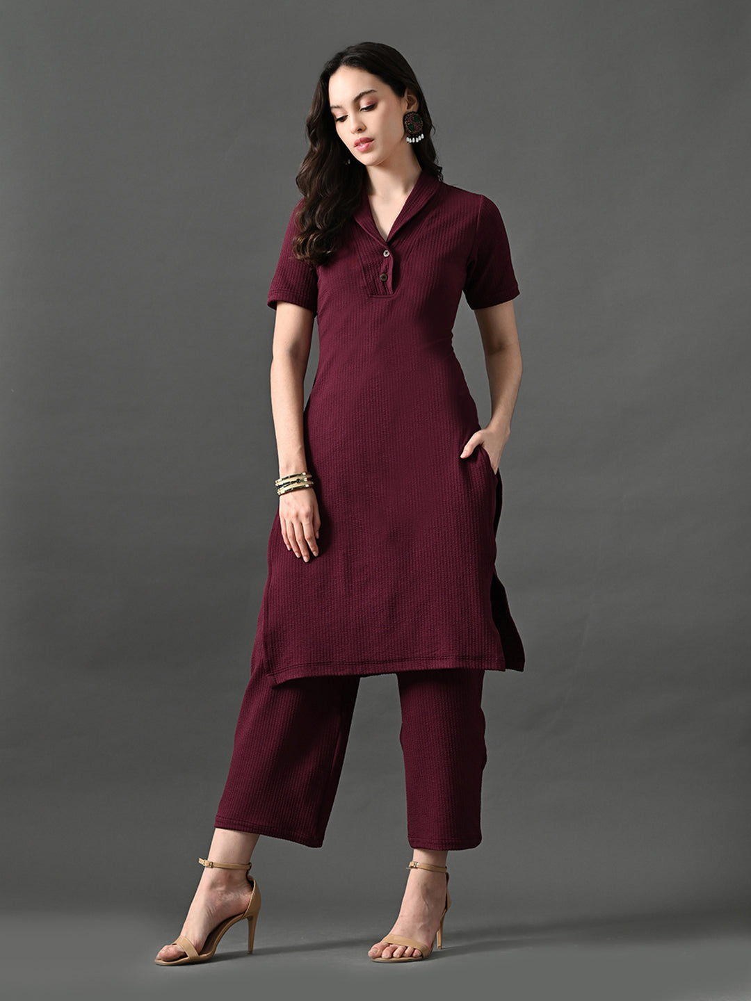Myshka Women's Magenta Green Kurta Set - Swadesiicart