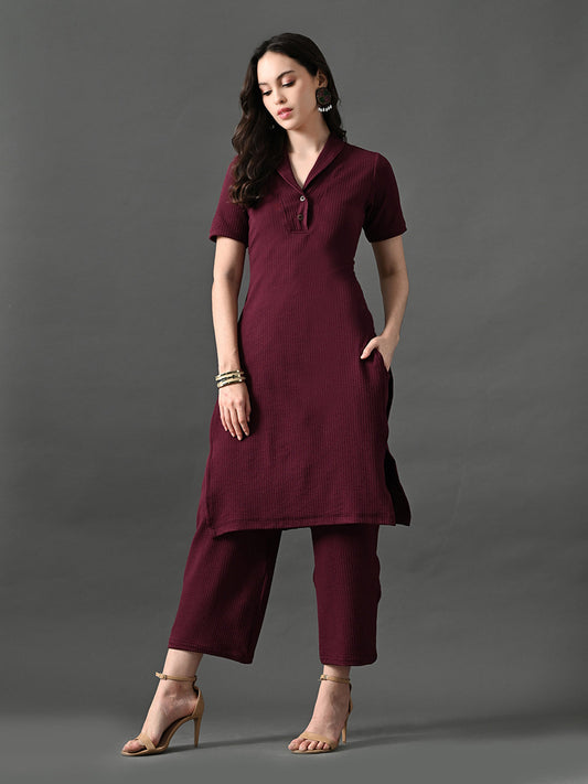 Myshka Women's Magenta Green Kurta Set - Swadesiicart