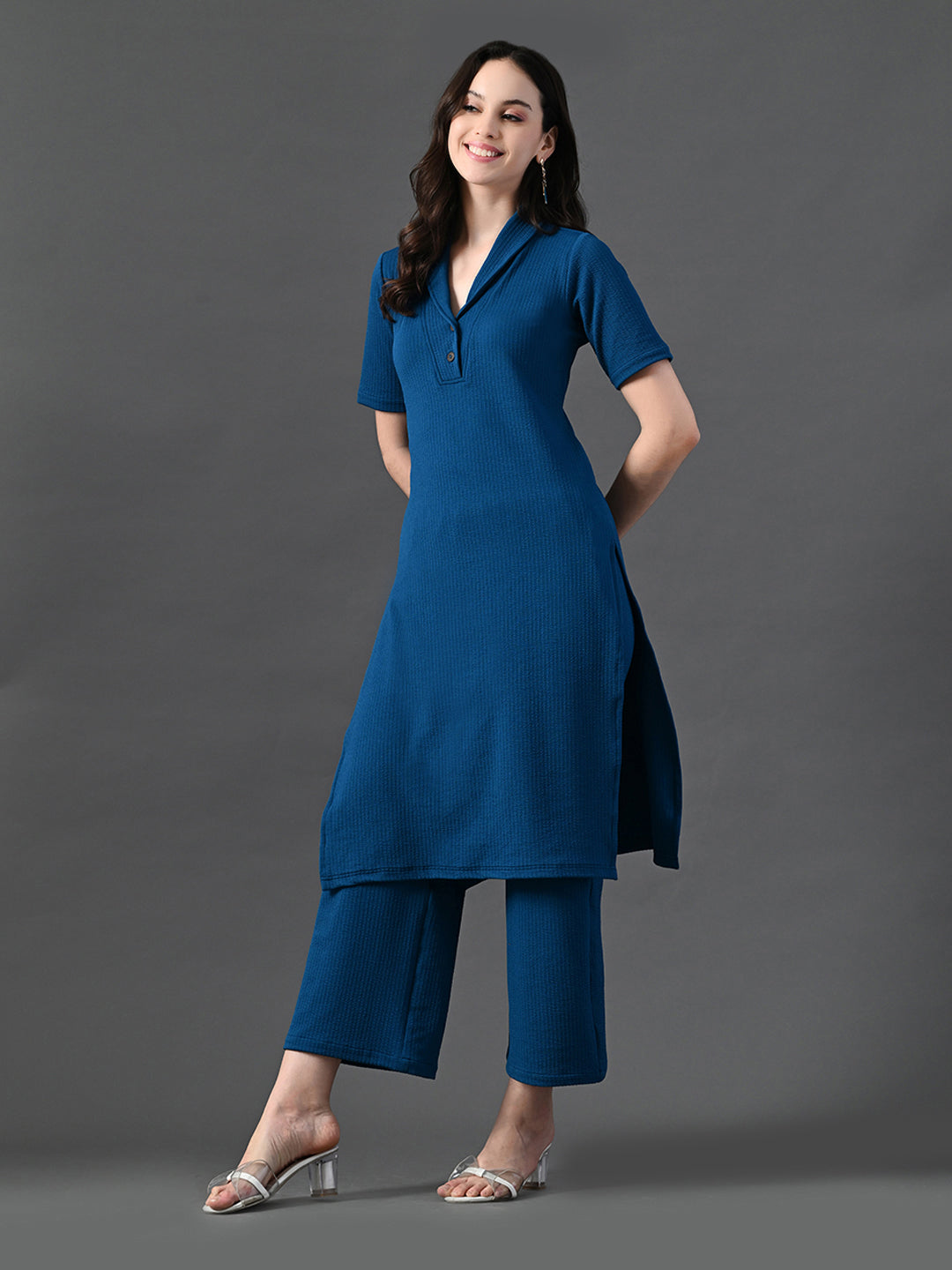 Myshka Women's Blue Kurta Set - Swadesiicart