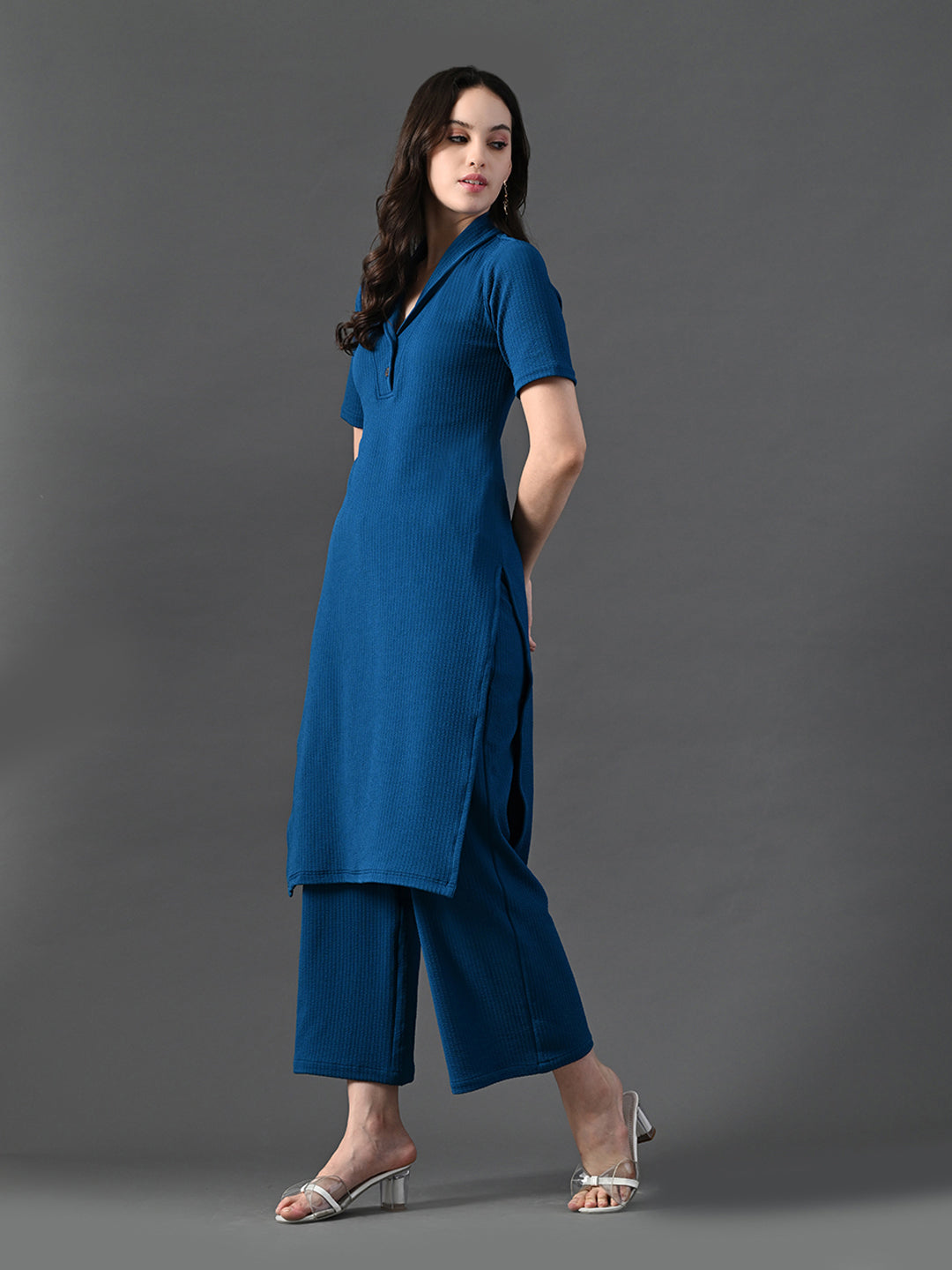 Myshka Women's Blue Kurta Set - Swadesiicart