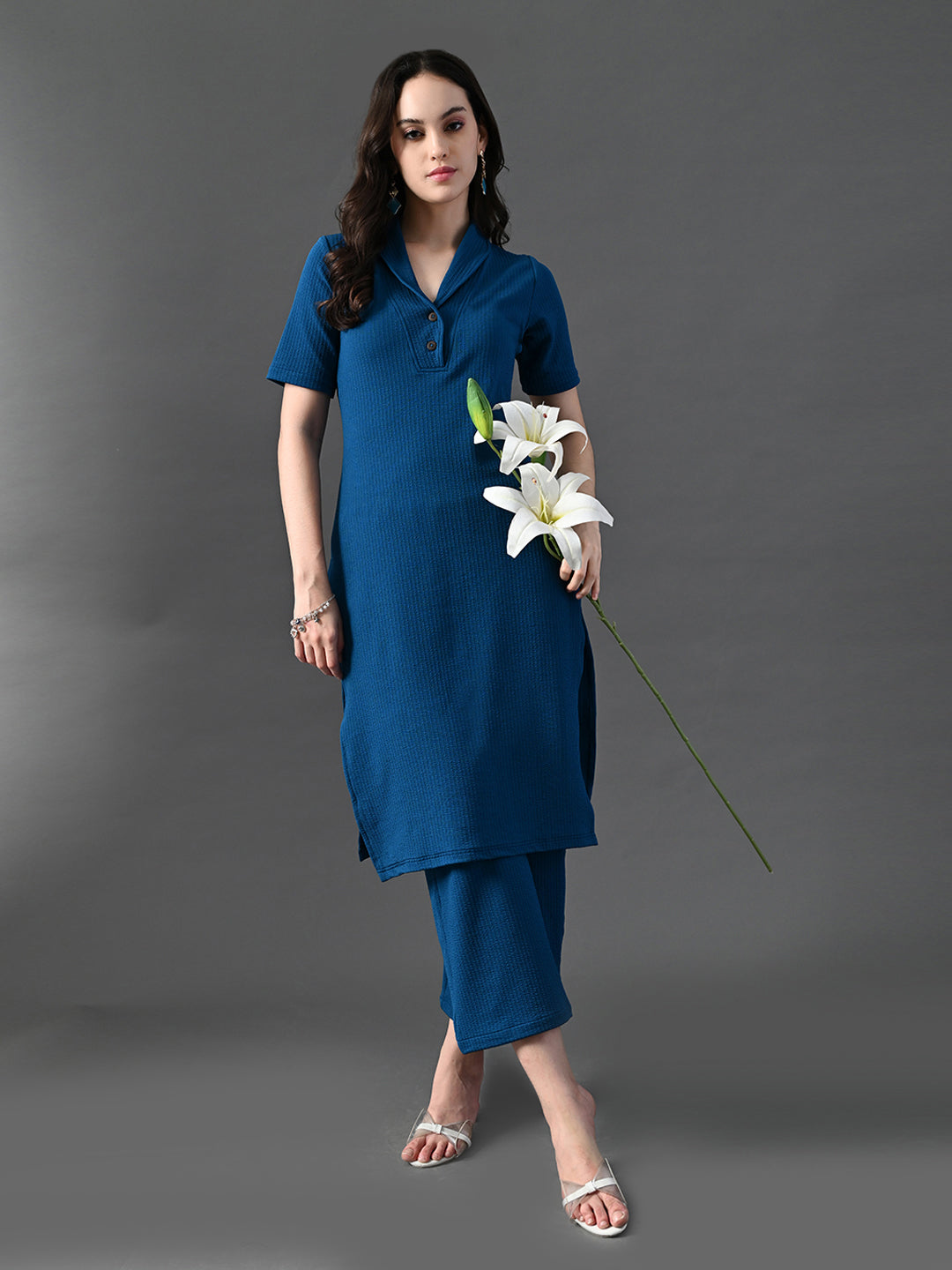 Myshka Women's Blue Kurta Set - Swadesiicart