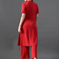 Myshka Women's Red Kurta Set - Swadesiicart