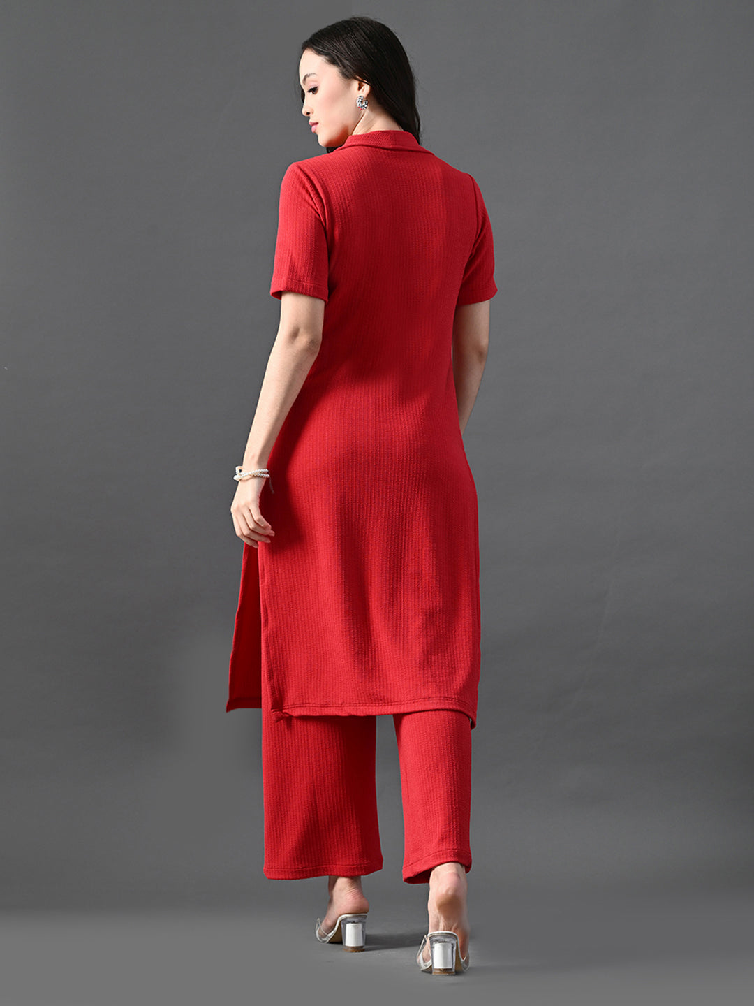 Myshka Women's Red Kurta Set - Swadesiicart