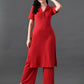 Myshka Women's Red Kurta Set - Swadesiicart