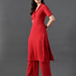 Myshka Women's Red Kurta Set - Swadesiicart