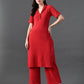 Myshka Women's Red Kurta Set - Swadesiicart