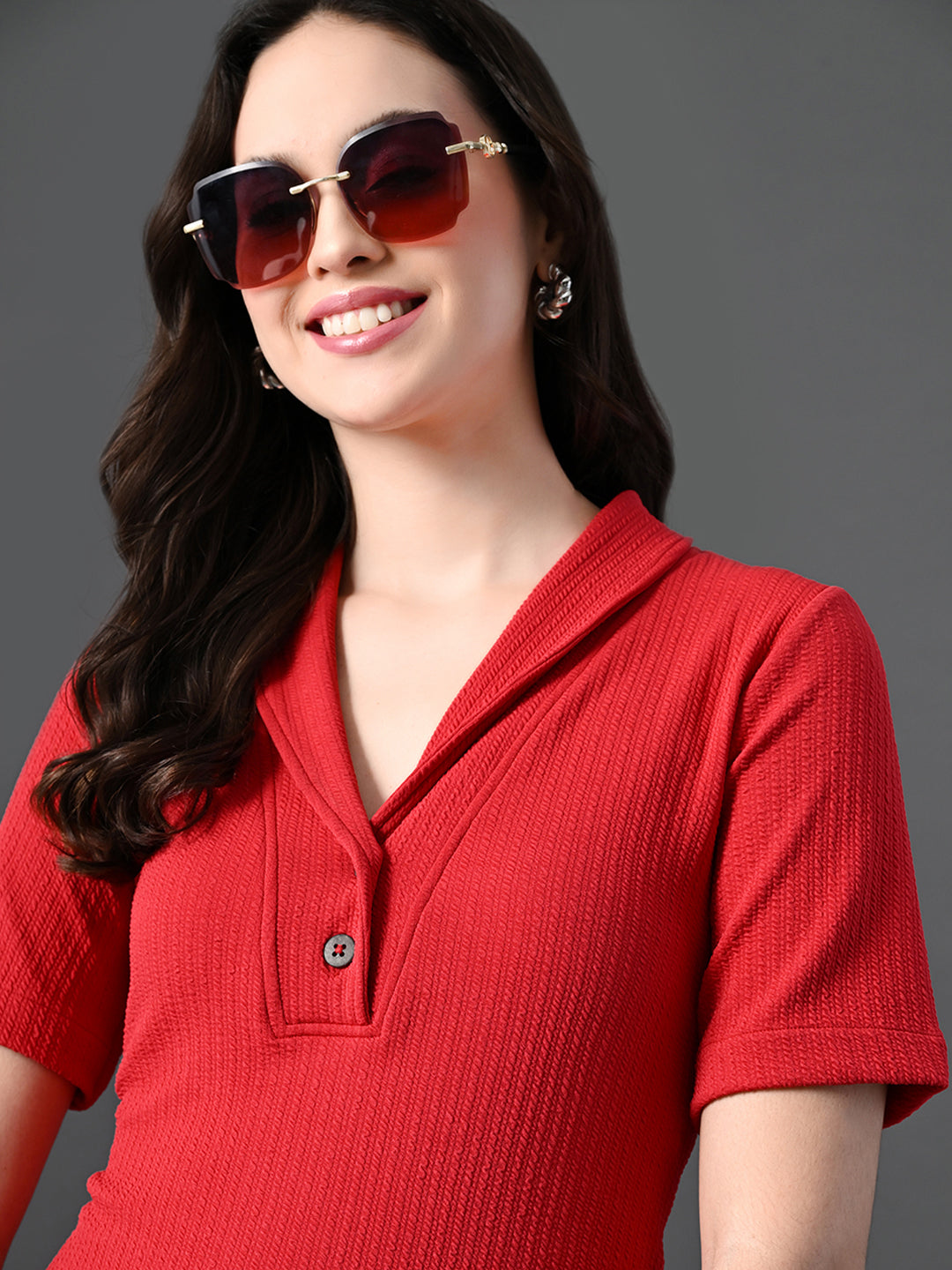Myshka Women's Red Kurta Set - Swadesiicart