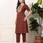 Myshka Women's Cotton Red Printed Kurta Set - Swadesiicart