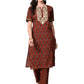 Myshka Women's Cotton Red Printed Kurta Set - Swadesiicart