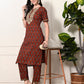 Myshka Women's Cotton Red Printed Kurta Set - Swadesiicart