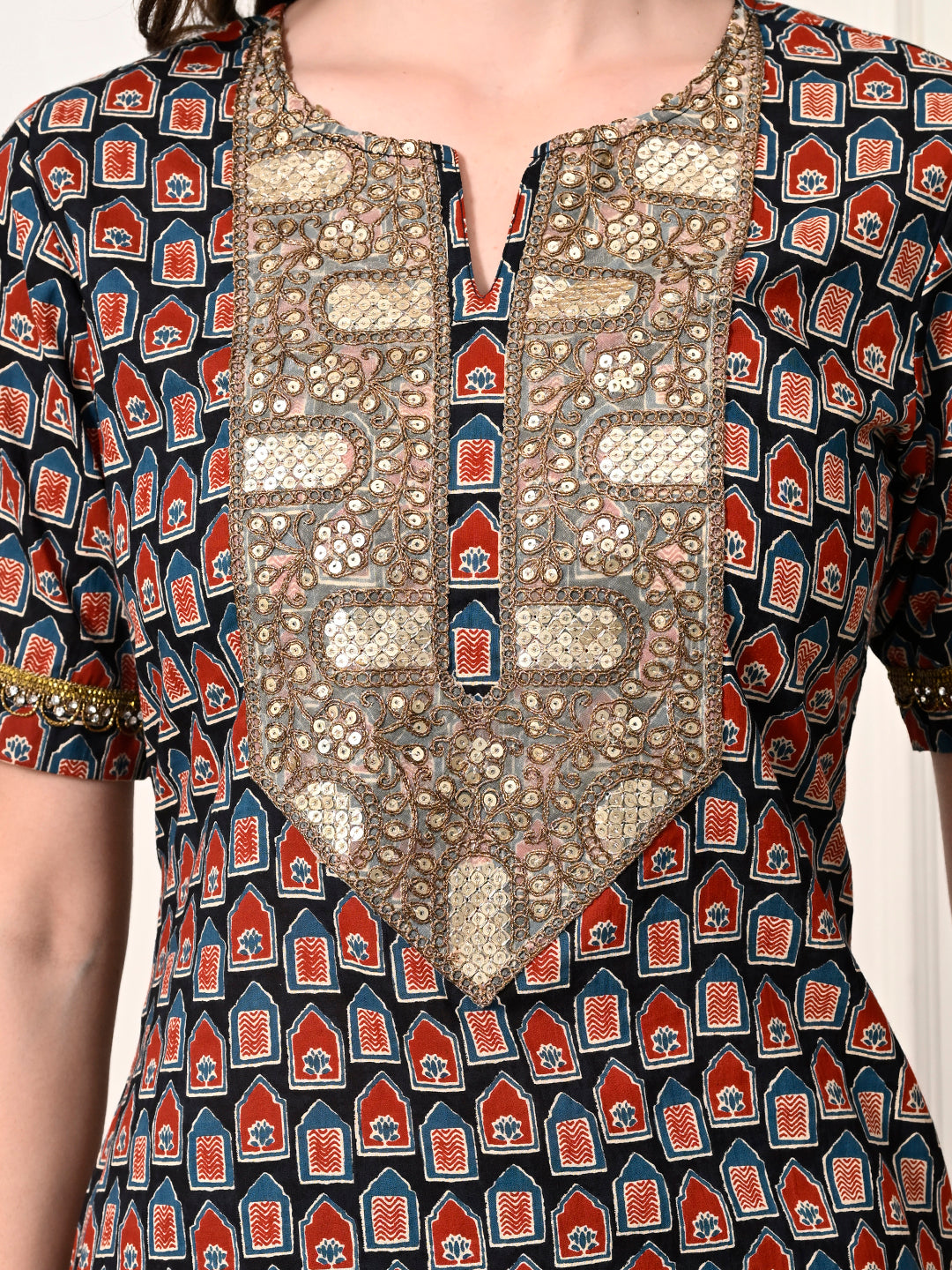 Myshka Women's Cotton Printed Kurta Set - Swadesiicart