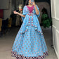 Lorenvalley Sky Blue Georgette Sequins and embroidery With Mirror Work Lehenga Choli with Dupatta | Swadesiicart