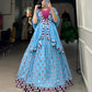 Lorenvalley Sky Blue Georgette Sequins and embroidery With Mirror Work Lehenga Choli with Dupatta | Swadesiicart