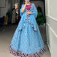 Lorenvalley Sky Blue Georgette Sequins and embroidery With Mirror Work Lehenga Choli with Dupatta | Swadesiicart