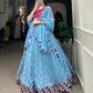 Lorenvalley Sky Blue Georgette Sequins and embroidery With Mirror Work Lehenga Choli with Dupatta | Swadesiicart