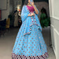 Lorenvalley Sky Blue Georgette Sequins and embroidery With Mirror Work Lehenga Choli with Dupatta | Swadesiicart