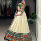 Lorenvalley Fashion Offwhite Tasar Silk Patola Print With Foil Work And Real Mirror Gamthi Work With Lace Touch Up Lehenga Choli with Dupatta | Swadesiicart