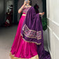 Lorenvalley Pink Chanderi Plain With Zari Line Gota Patti And Embossed Design Lace Touch Up Lehenga Choli with Dupatta | Swadesiicart